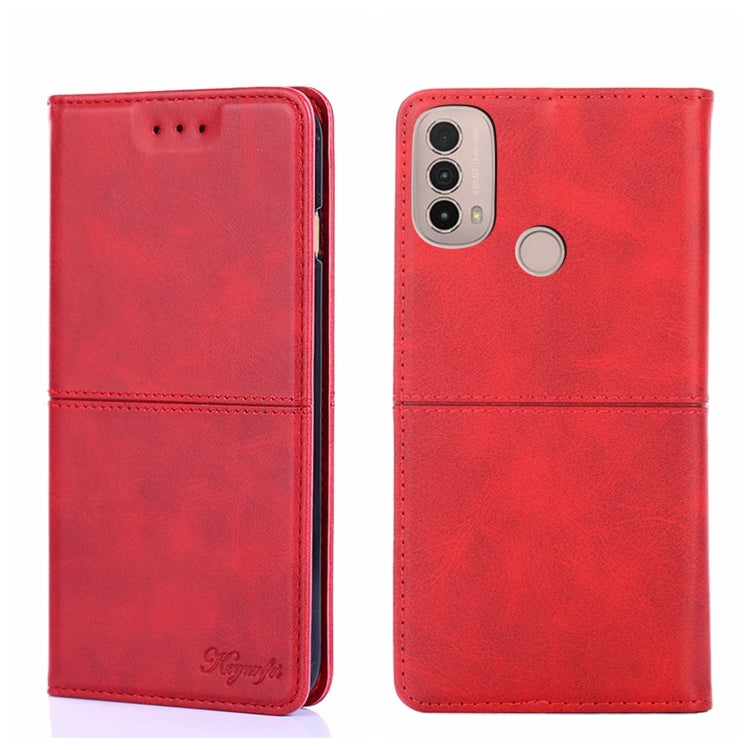 For Motorola Moto E40 Cow Texture Magnetic Horizontal Flip Leather Phone Case