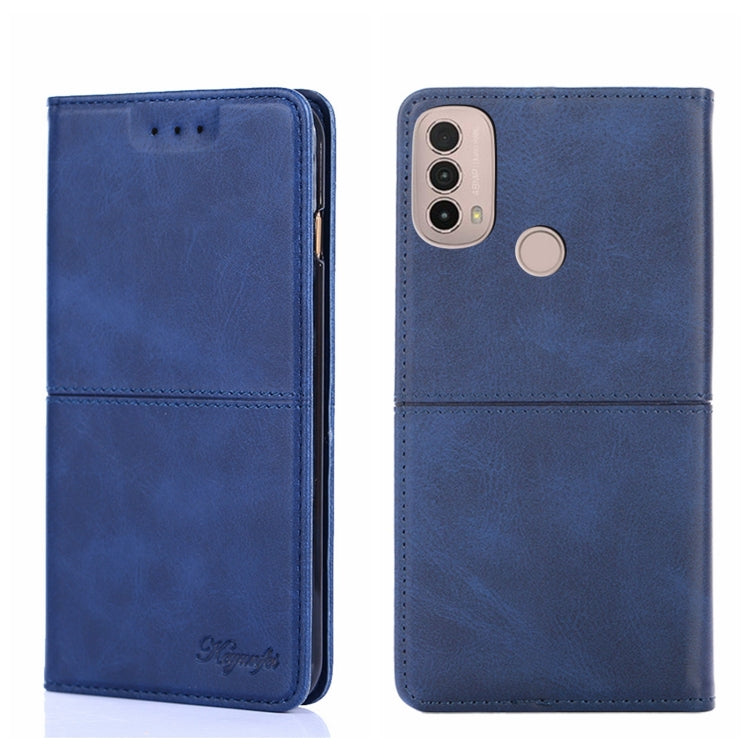For Motorola Moto E40 Cow Texture Magnetic Horizontal Flip Leather Phone Case