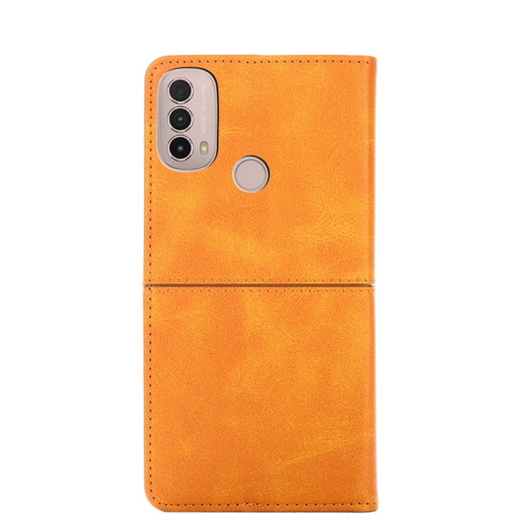 For Motorola Moto E40 Cow Texture Magnetic Horizontal Flip Leather Phone Case