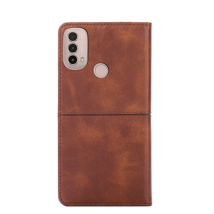 For Motorola Moto E40 Cow Texture Magnetic Horizontal Flip Leather Phone Case