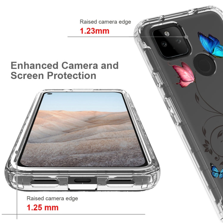 For Google Pixel 5a 5G PC+TPU Transparent Painted Phone Case