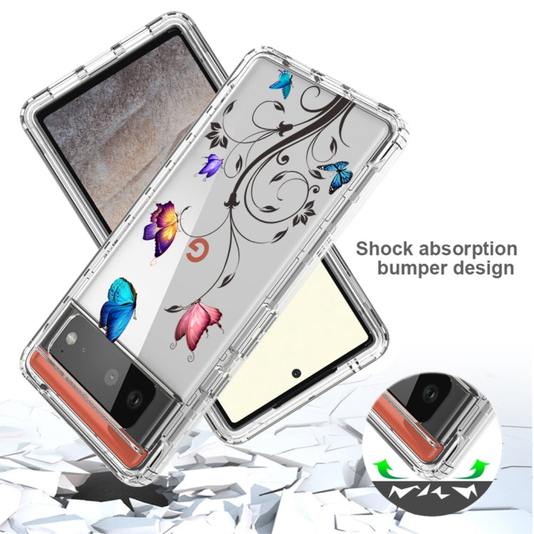 For Google Pixel 6 PC+TPU Transparent Painted Phone Case