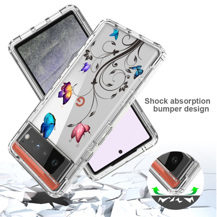 For Google Pixel 6 Pro PC+TPU Transparent Painted Phone Case