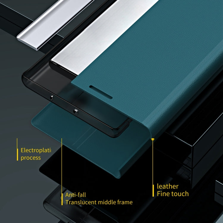 For iPhone 14 Side Electroplated Magnetic Leather Phone Case