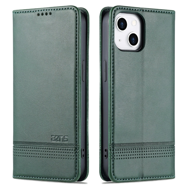For iPhone 14 AZNS Magnetic Calf Texture Flip Leather Phone Case