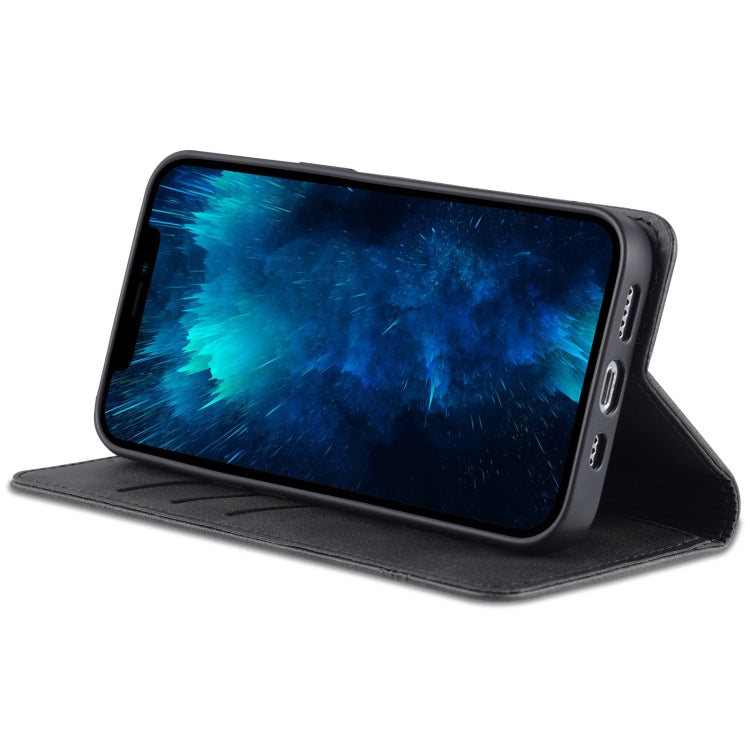 For iPhone 14 AZNS Magnetic Calf Texture Flip Leather Phone Case