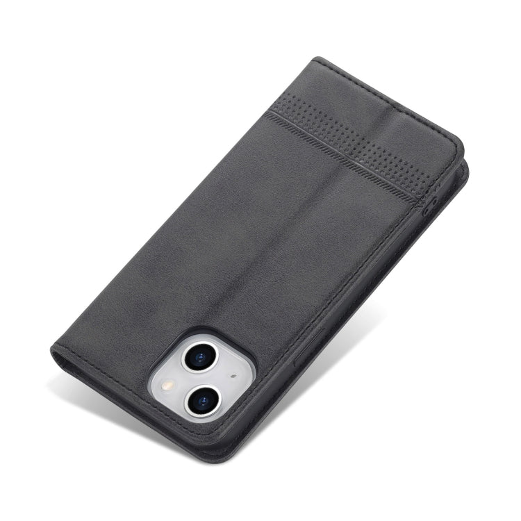 For iPhone 14 AZNS Magnetic Calf Texture Flip Leather Phone Case