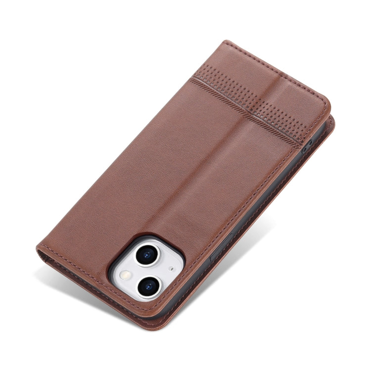 For iPhone 14 Plus AZNS Magnetic Calf Texture Flip Leather Phone Case