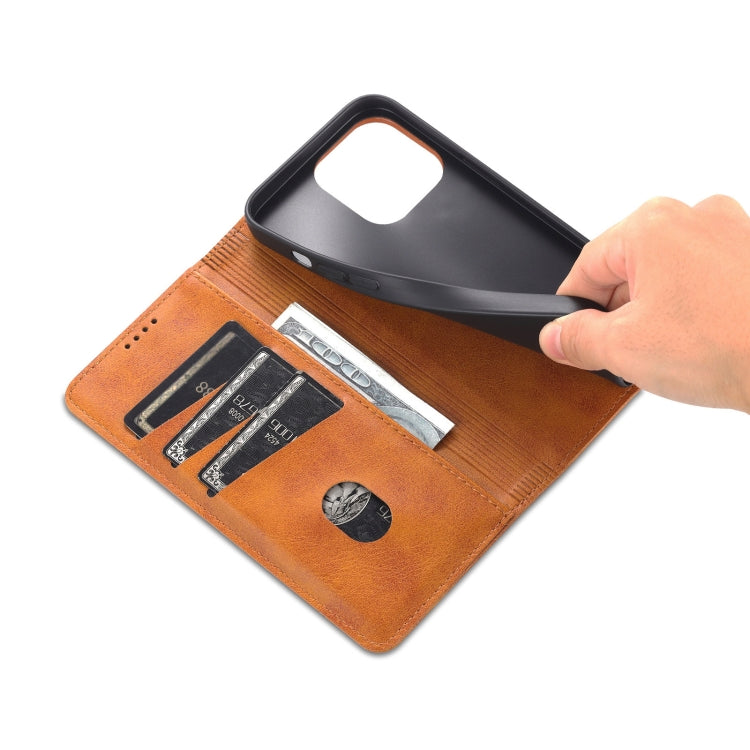 For iPhone 14 Pro Max AZNS Magnetic Calf Texture Flip Leather Phone Case