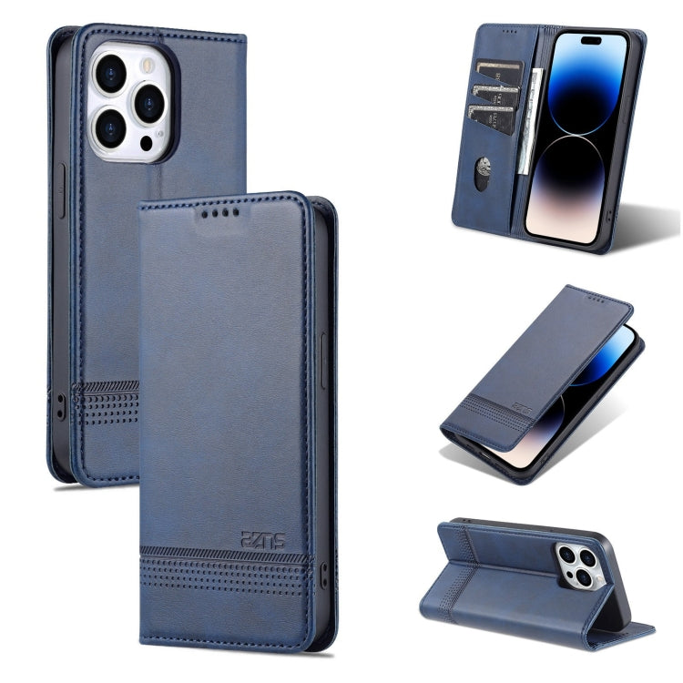 For iPhone 14 Pro Max AZNS Magnetic Calf Texture Flip Leather Phone Case