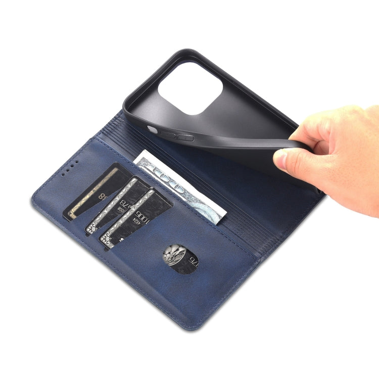 For iPhone 14 Pro Max AZNS Magnetic Calf Texture Flip Leather Phone Case