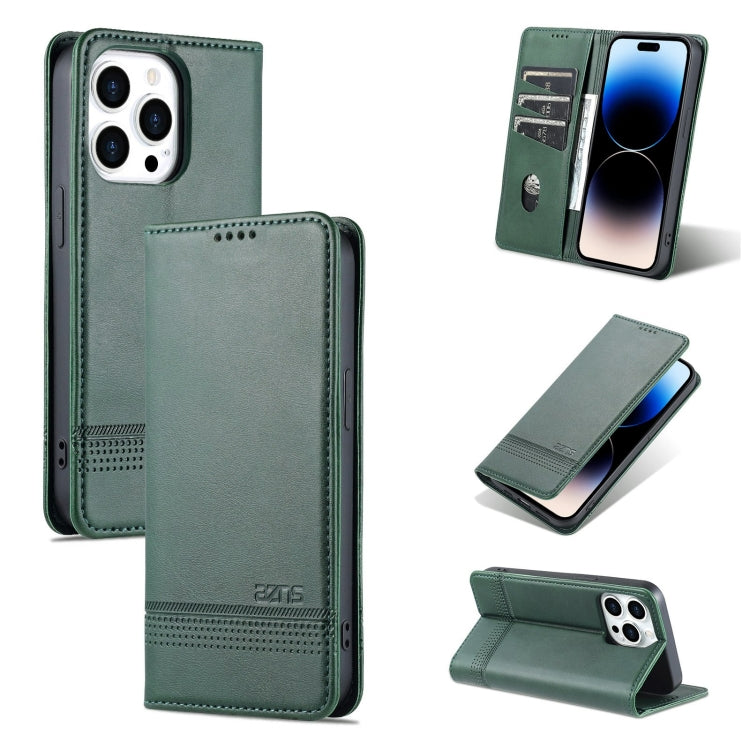 For iPhone 14 Pro Max AZNS Magnetic Calf Texture Flip Leather Phone Case