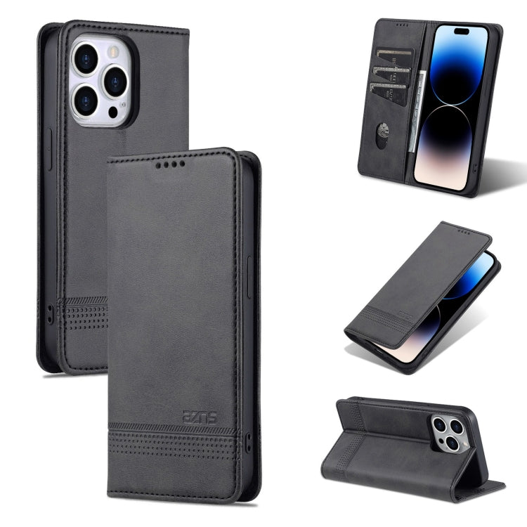 For iPhone 14 Pro Max AZNS Magnetic Calf Texture Flip Leather Phone Case