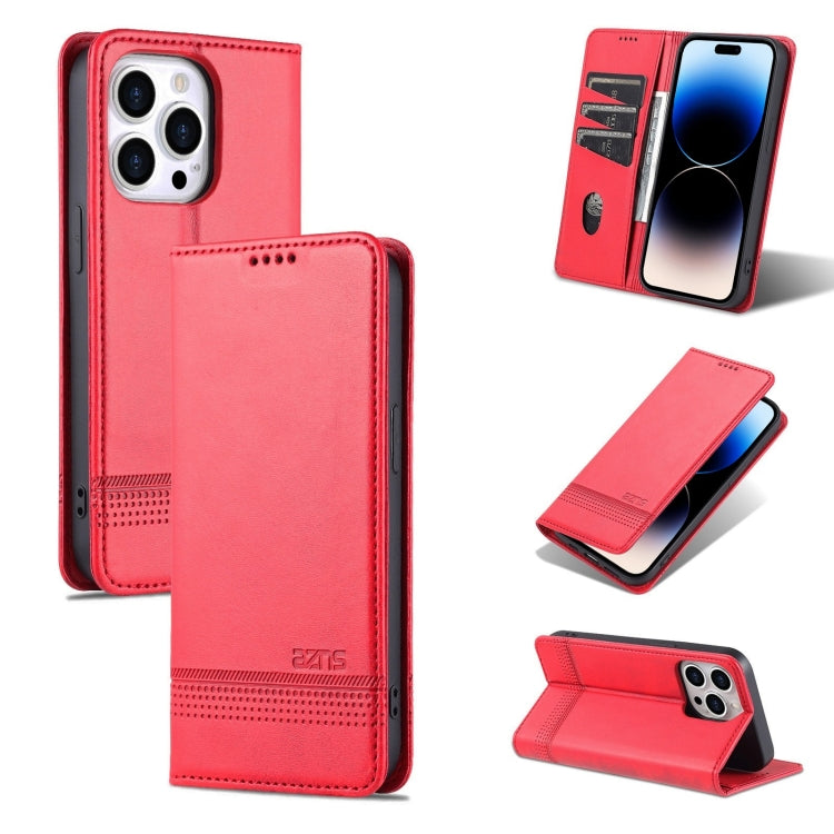 For iPhone 14 Pro Max AZNS Magnetic Calf Texture Flip Leather Phone Case