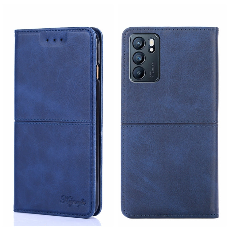 For OPPO Reno6 5G Cow Texture Magnetic Horizontal Flip Leather Phone Case