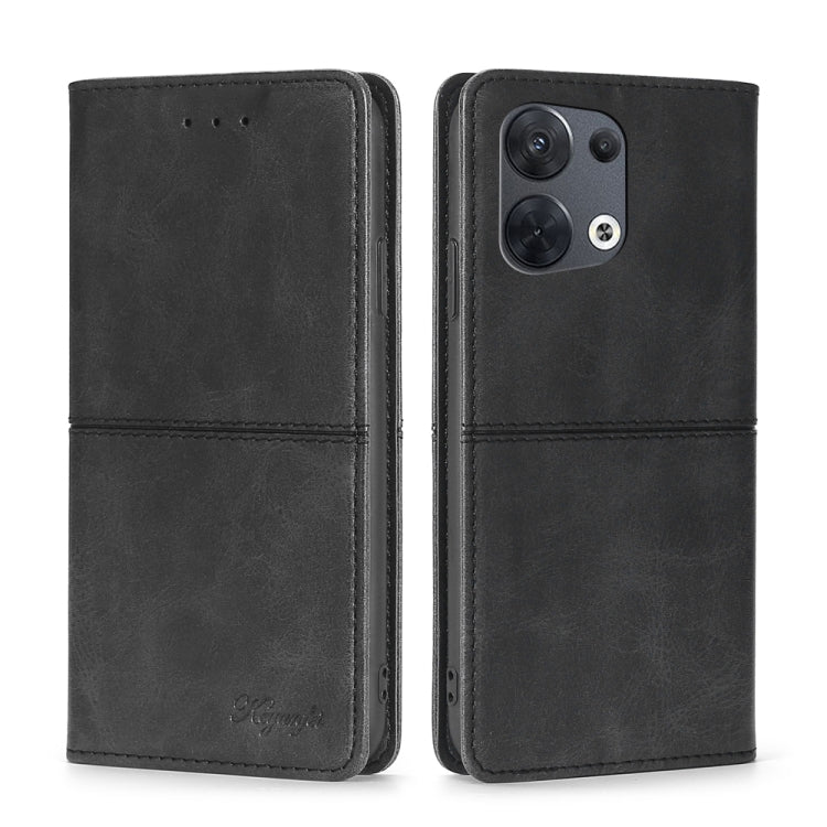 For OPPO Reno8 Cow Texture Magnetic Horizontal Flip Leather Phone Case