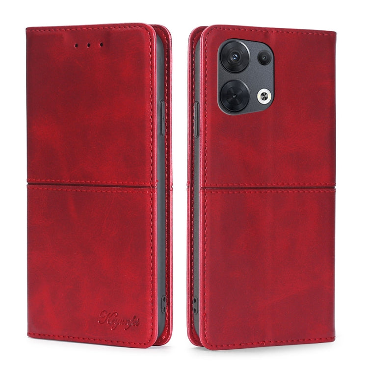 For OPPO Reno8 Cow Texture Magnetic Horizontal Flip Leather Phone Case