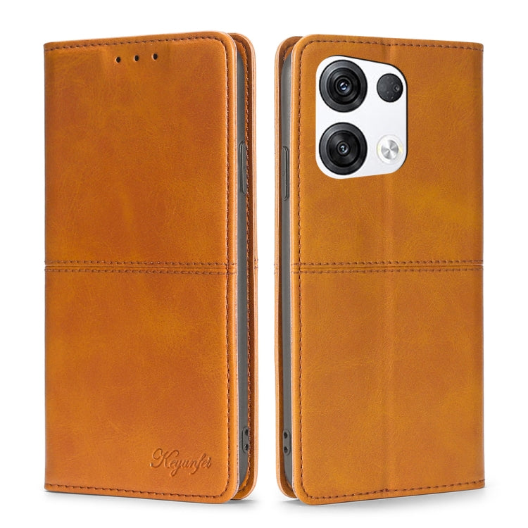 For OPPO Reno8 Pro+ 5G Cow Texture Magnetic Horizontal Flip Leather Phone Case