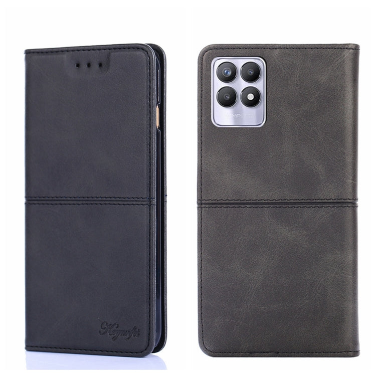 For OPPO Realme 8i Cow Texture Magnetic Horizontal Flip Leather Phone Case