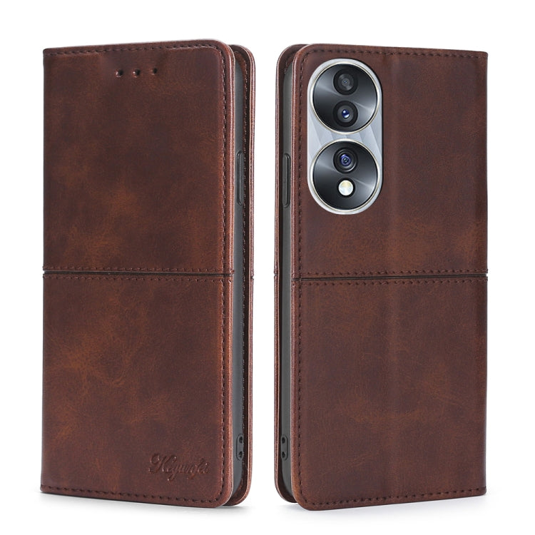 For Honor 70 Cow Texture Magnetic Horizontal Flip Leather Phone Case