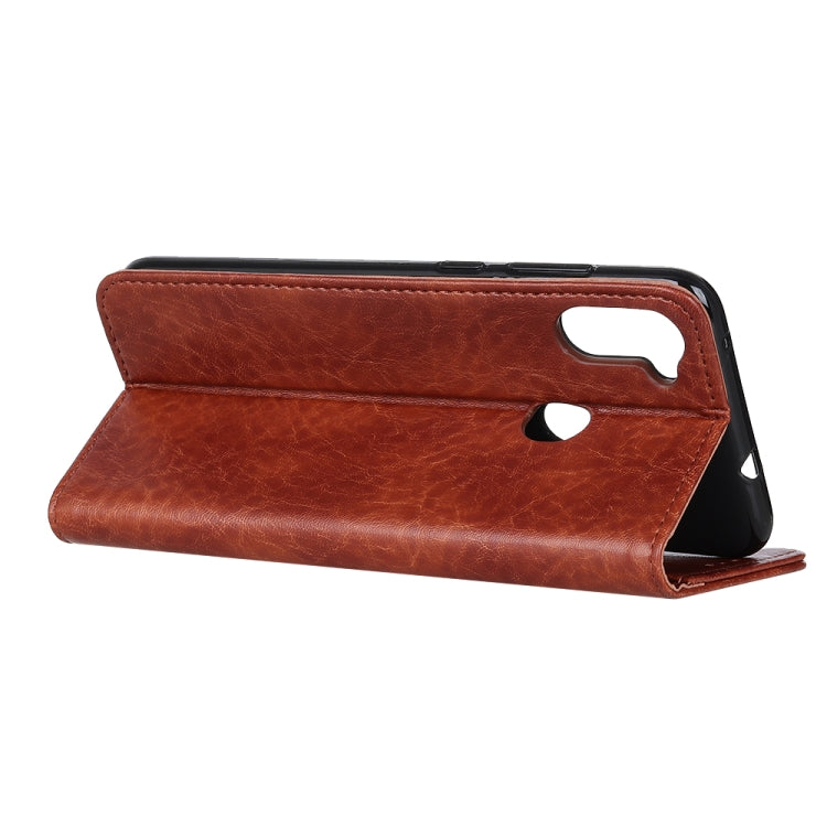 For Galaxy A11 Magnetic Crazy Horse Texture Horizontal Flip Leather Case with Holder & Card Slots & Wallet
