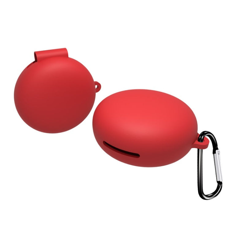 For OPPO Enco W31 Wireless Earphone Liquid Silicone Protective Case with Carabiner