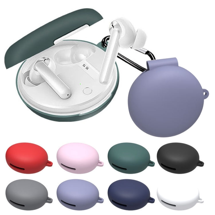 For OPPO Enco W31 Wireless Earphone Liquid Silicone Protective Case with Carabiner