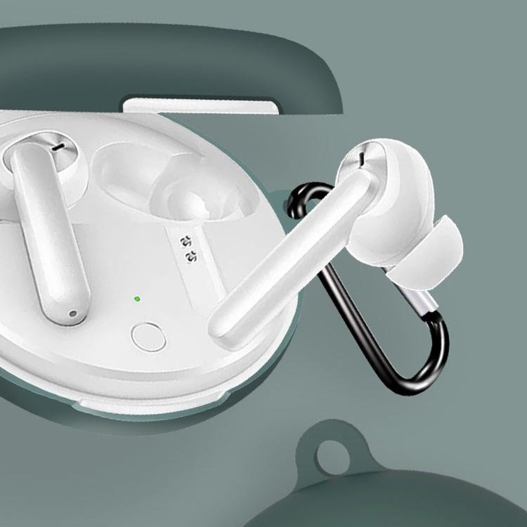 For OPPO Enco W31 Wireless Earphone Liquid Silicone Protective Case with Carabiner