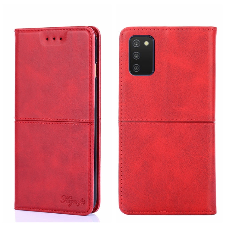 For Samsung Galaxy A03S 164.2mm Cow Texture Magnetic Horizontal Flip Leather Phone Case