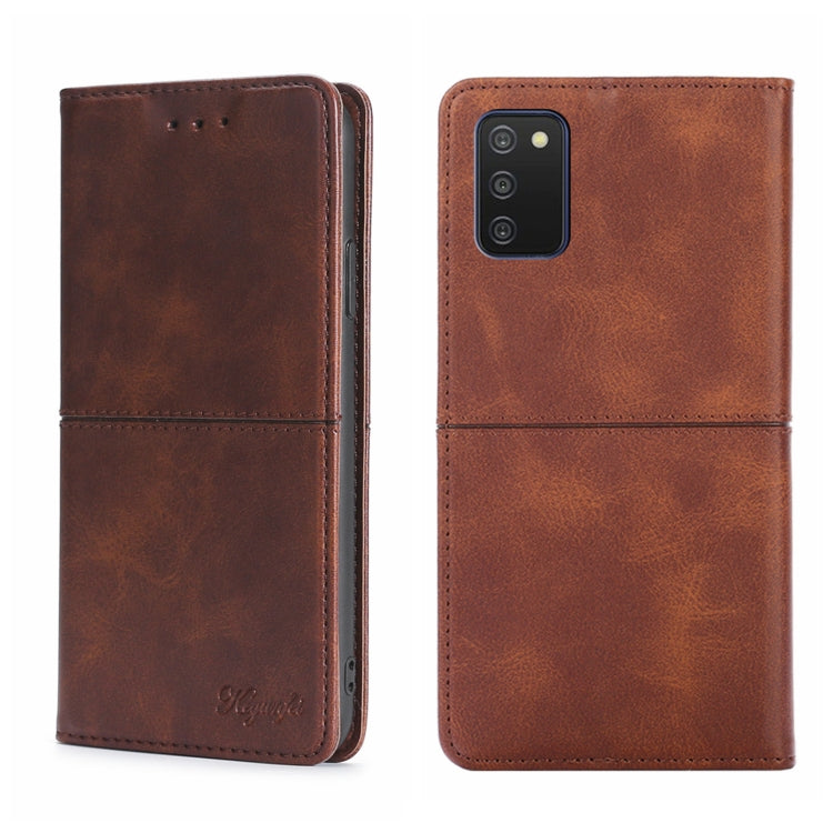 For Samsung Galaxy A03S 164.2mm Cow Texture Magnetic Horizontal Flip Leather Phone Case