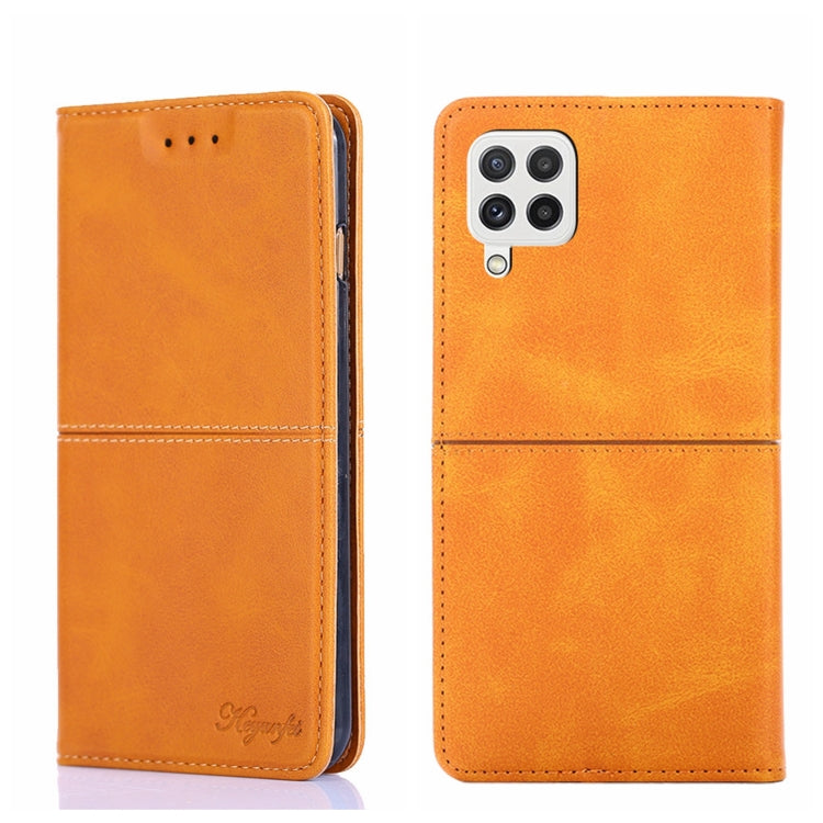 For Samsung Galaxy A22 5G Cow Texture Magnetic Horizontal Flip Leather Phone Case