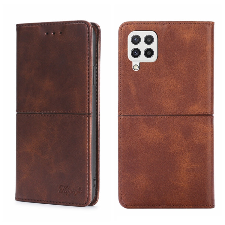 For Samsung Galaxy A22 5G Cow Texture Magnetic Horizontal Flip Leather Phone Case
