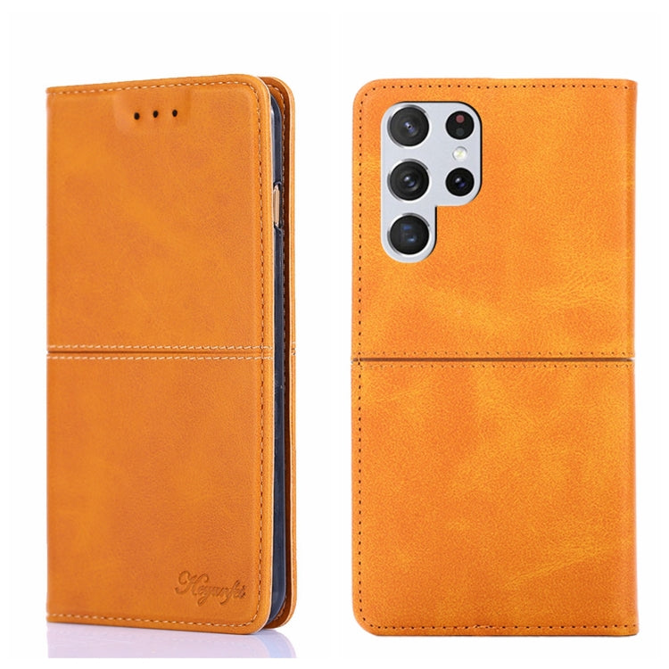 For Samsung Galaxy S21 Ultra Cow Texture Magnetic Horizontal Flip Leather Phone Case