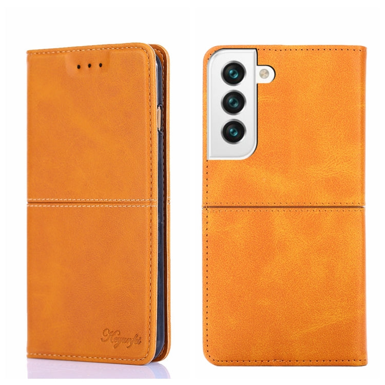 For Samsung Galaxy S22 Cow Texture Magnetic Horizontal Flip Leather Phone Case