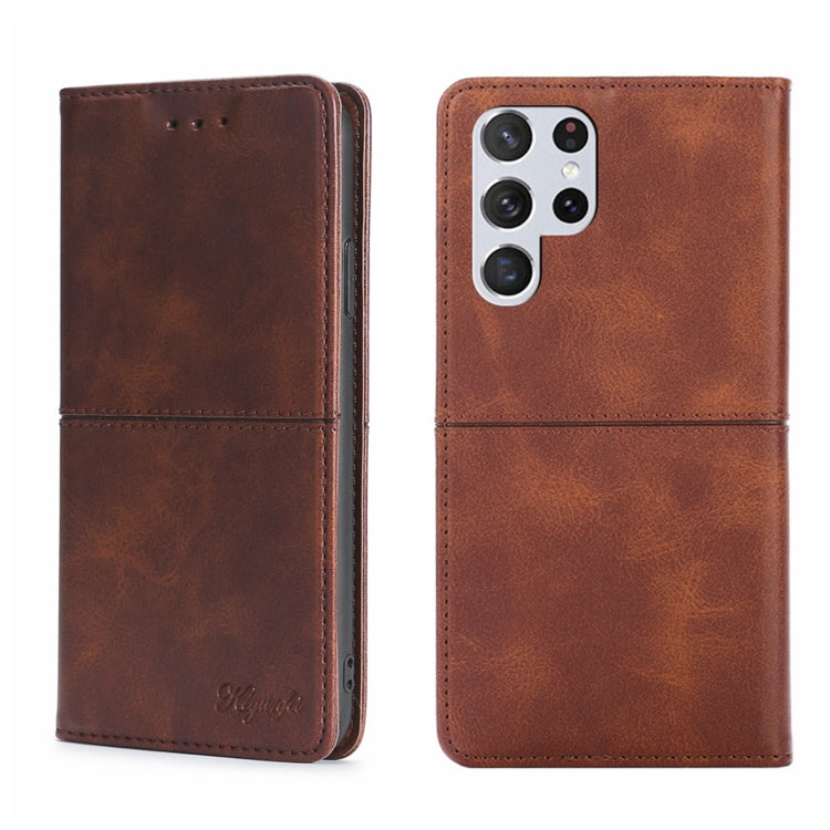 For Samsung Galaxy S22 Ultra Cow Texture Magnetic Horizontal Flip Leather Phone Case