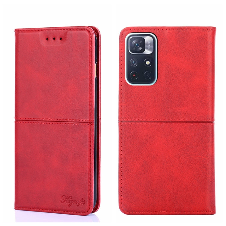 For Xiaomi Redmi Note 11 5G/Poco M4 Pro 5G Cow Texture Magnetic Horizontal Flip Leather Phone Case