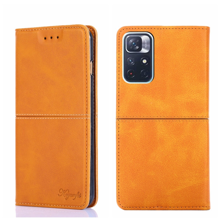 For Xiaomi Redmi Note 11 5G/Poco M4 Pro 5G Cow Texture Magnetic Horizontal Flip Leather Phone Case