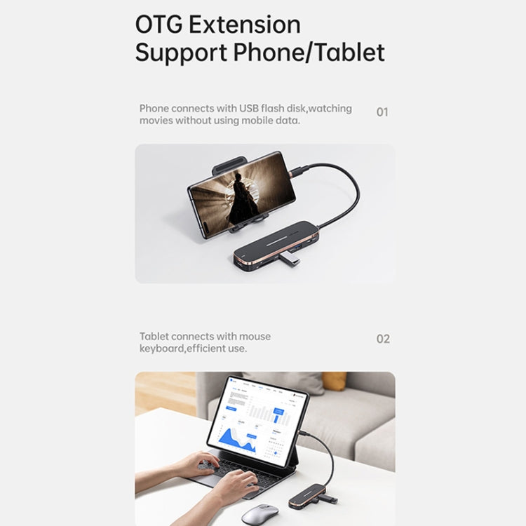 USAMS US-SJ578 5 in 1 USB-C / Type-C to USB3.0x3 PD100W HDMI HUB Docking Station