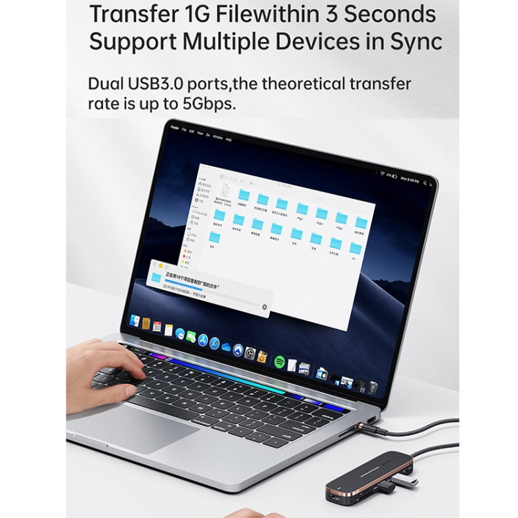 USAMS US-SJ578 5 in 1 USB-C / Type-C to USB3.0x3 PD100W HDMI HUB Docking Station