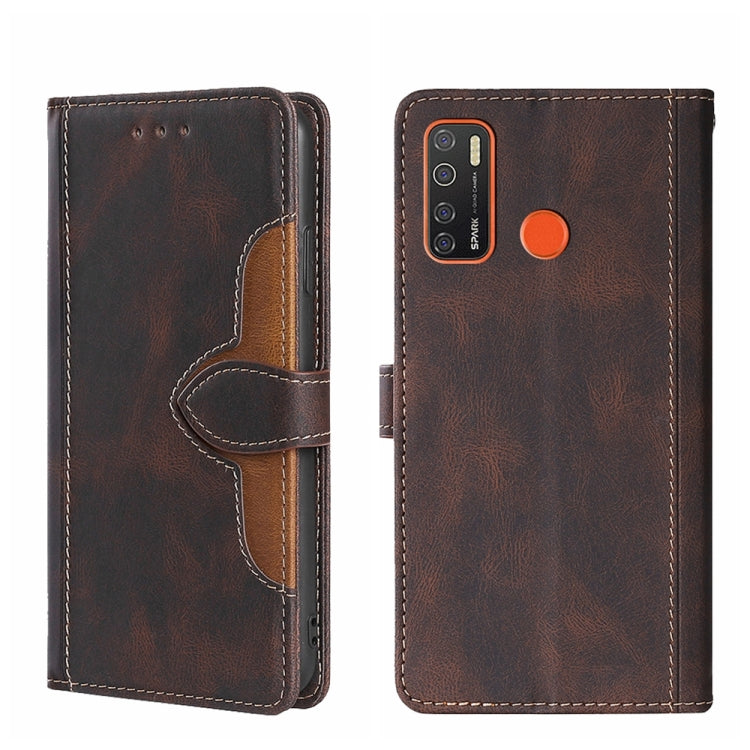For Tecno Camon 15 / Camon 15 Air Skin Feel Straw Hat Magnetic Buckle Leather Phone Case