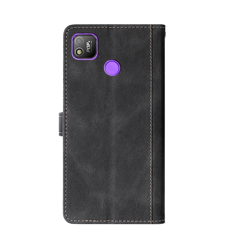For Tecno Pop 4 Skin Feel Straw Hat Magnetic Buckle Leather Phone Case