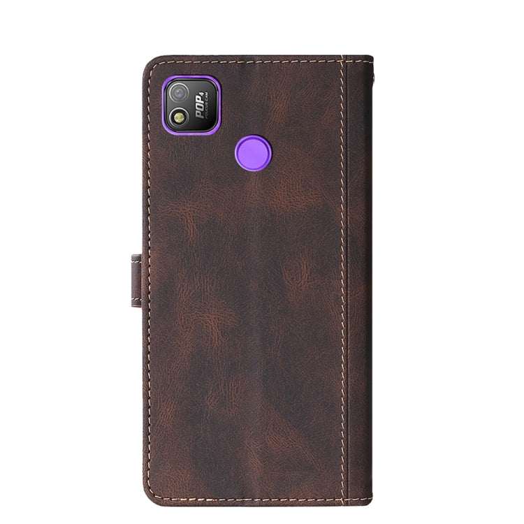For Tecno Pop 4 Skin Feel Straw Hat Magnetic Buckle Leather Phone Case