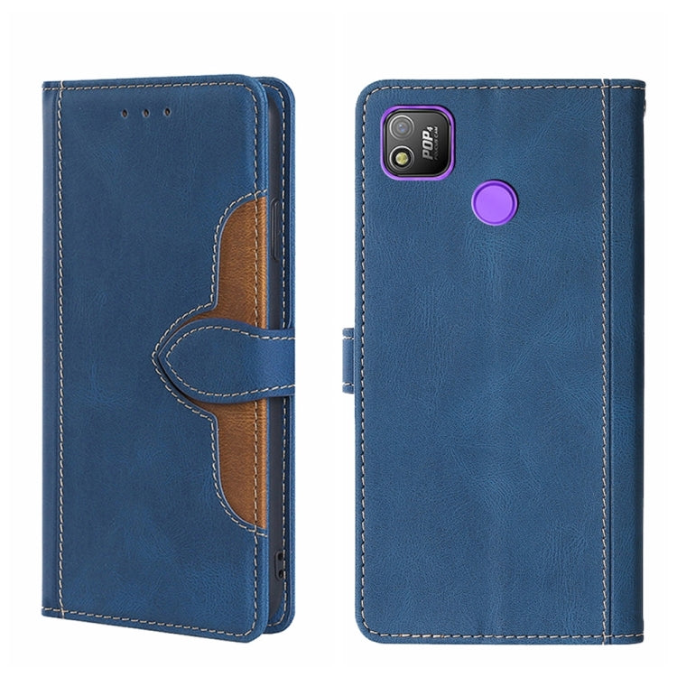 For Tecno Pop 4 Skin Feel Straw Hat Magnetic Buckle Leather Phone Case