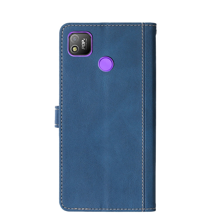 For Tecno Pop 4 Skin Feel Straw Hat Magnetic Buckle Leather Phone Case