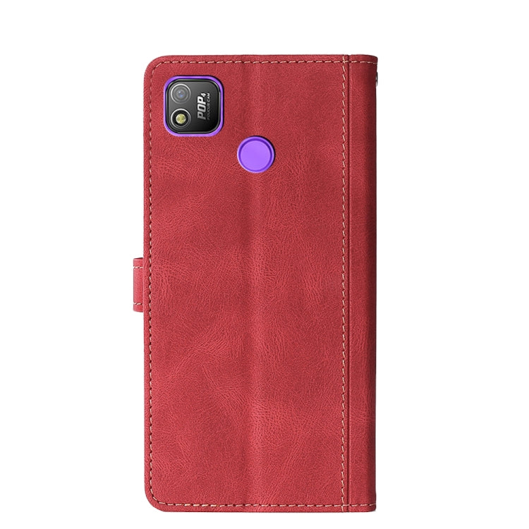 For Tecno Pop 4 Skin Feel Straw Hat Magnetic Buckle Leather Phone Case