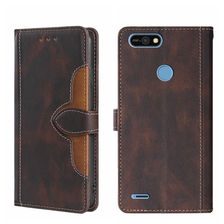 For Tecno Pop 2 / Pop 2 F / Pop 2 Pro Skin Feel Straw Hat Magnetic Buckle Leather Phone Case