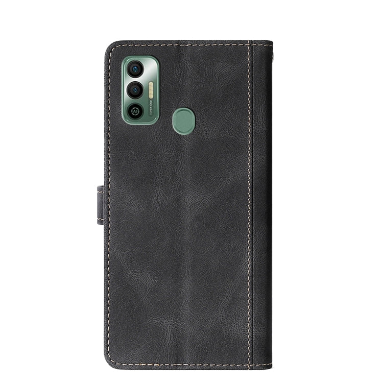 For Tecno Spark 7 Skin Feel Straw Hat Magnetic Buckle Leather Phone Case