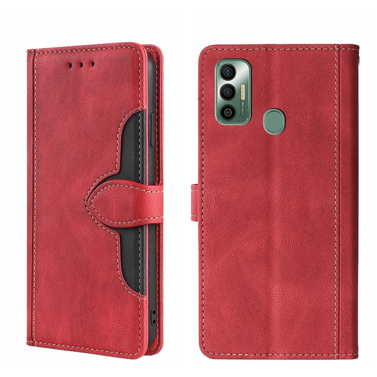 For Tecno Spark 7 Skin Feel Straw Hat Magnetic Buckle Leather Phone Case