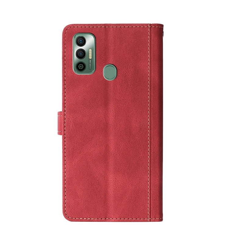 For Tecno Spark 7 Skin Feel Straw Hat Magnetic Buckle Leather Phone Case