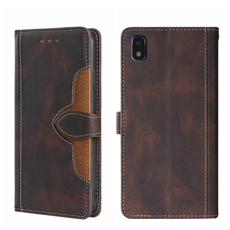For ZTE Blade L210 Skin Feel Straw Hat Magnetic Buckle Leather Phone Case